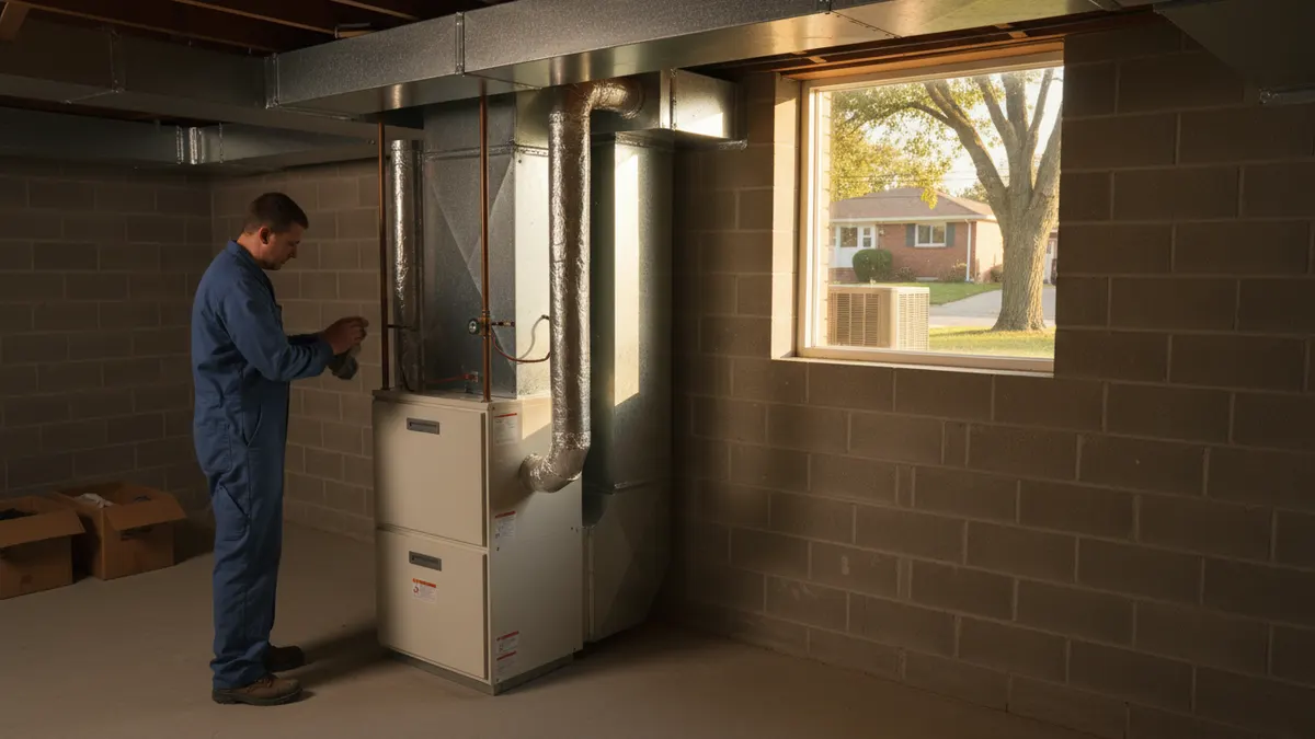 Gas forced-air furnace operating after the sensor cleaning